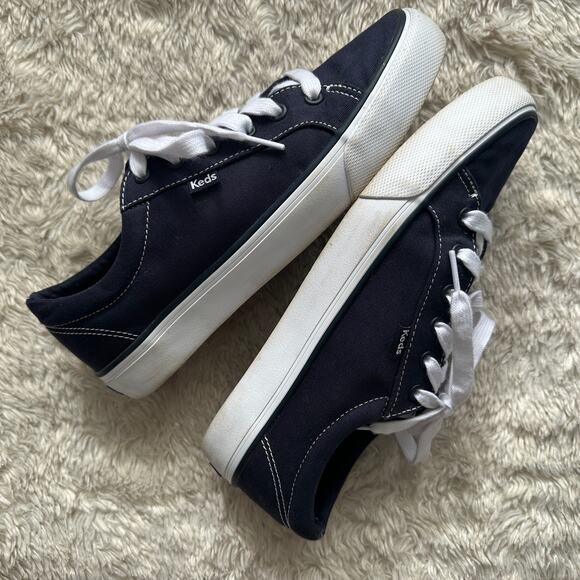 Keds Womens 10 Navy Blue Canvas Lace Up Classic Sneakers Comfort Fashion - Picture 6 of 7